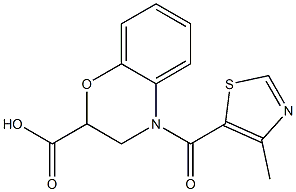 4-[(4-methyl-1,3-thiazol-5-yl)carbonyl]-3,4-dihydro-2H-1,4-benzoxazine-2-carboxylic acid 结构式