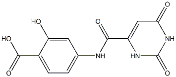 4-{[(2,6-dioxo-1,2,3,6-tetrahydropyrimidin-4-yl)carbonyl]amino}-2-hydroxybenzoic acid 结构式