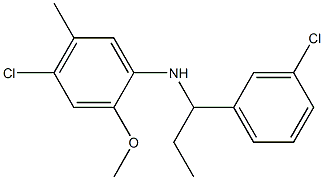 4-chloro-N-[1-(3-chlorophenyl)propyl]-2-methoxy-5-methylaniline 结构式