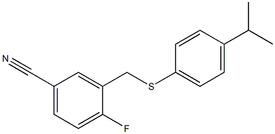 4-fluoro-3-({[4-(propan-2-yl)phenyl]sulfanyl}methyl)benzonitrile 结构式