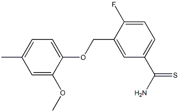 4-fluoro-3-(2-methoxy-4-methylphenoxymethyl)benzene-1-carbothioamide 结构式