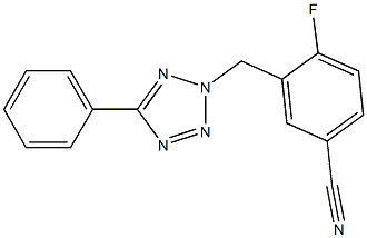 4-fluoro-3-[(5-phenyl-2H-1,2,3,4-tetrazol-2-yl)methyl]benzonitrile 结构式