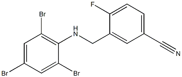 4-fluoro-3-{[(2,4,6-tribromophenyl)amino]methyl}benzonitrile 结构式