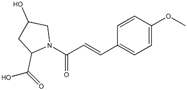 4-hydroxy-1-[(2E)-3-(4-methoxyphenyl)prop-2-enoyl]pyrrolidine-2-carboxylic acid 结构式