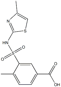 4-methyl-3-[(4-methyl-1,3-thiazol-2-yl)sulfamoyl]benzoic acid 结构式