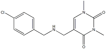 5-({[(4-chlorophenyl)methyl]amino}methyl)-1,3-dimethyl-1,2,3,4-tetrahydropyrimidine-2,4-dione 结构式