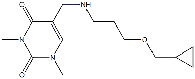 5-({[3-(cyclopropylmethoxy)propyl]amino}methyl)-1,3-dimethyl-1,2,3,4-tetrahydropyrimidine-2,4-dione 结构式