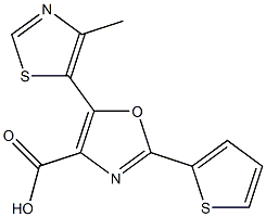 5-(4-methyl-1,3-thiazol-5-yl)-2-(thiophen-2-yl)-1,3-oxazole-4-carboxylic acid 结构式