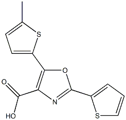 5-(5-methylthiophen-2-yl)-2-(thiophen-2-yl)-1,3-oxazole-4-carboxylic acid 结构式