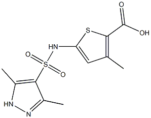 5-[(3,5-dimethyl-1H-pyrazole-4-)sulfonamido]-3-methylthiophene-2-carboxylic acid 结构式