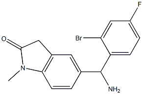 5-[amino(2-bromo-4-fluorophenyl)methyl]-1-methyl-2,3-dihydro-1H-indol-2-one 结构式