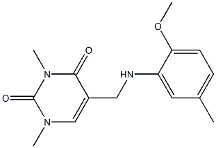 5-{[(2-methoxy-5-methylphenyl)amino]methyl}-1,3-dimethyl-1,2,3,4-tetrahydropyrimidine-2,4-dione 结构式