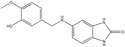 5-{[(3-hydroxy-4-methoxyphenyl)methyl]amino}-2,3-dihydro-1H-1,3-benzodiazol-2-one 结构式