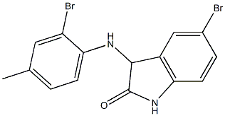 5-bromo-3-[(2-bromo-4-methylphenyl)amino]-2,3-dihydro-1H-indol-2-one 结构式