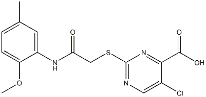 5-chloro-2-({2-[(2-methoxy-5-methylphenyl)amino]-2-oxoethyl}thio)pyrimidine-4-carboxylic acid 结构式