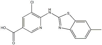 5-chloro-6-[(6-methyl-1,3-benzothiazol-2-yl)amino]pyridine-3-carboxylic acid 结构式