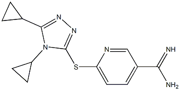 6-[(4,5-dicyclopropyl-4H-1,2,4-triazol-3-yl)sulfanyl]pyridine-3-carboximidamide 结构式