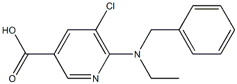 6-[benzyl(ethyl)amino]-5-chloropyridine-3-carboxylic acid 结构式