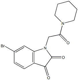 6-bromo-1-[2-oxo-2-(piperidin-1-yl)ethyl]-2,3-dihydro-1H-indole-2,3-dione 结构式