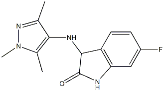 6-fluoro-3-[(1,3,5-trimethyl-1H-pyrazol-4-yl)amino]-2,3-dihydro-1H-indol-2-one 结构式