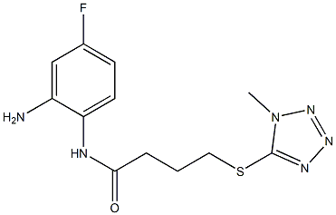 N-(2-amino-4-fluorophenyl)-4-[(1-methyl-1H-1,2,3,4-tetrazol-5-yl)sulfanyl]butanamide 结构式