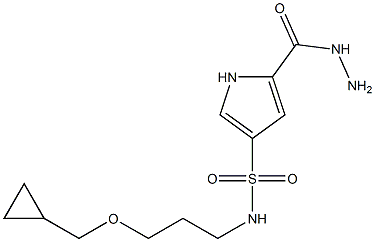 N-[3-(cyclopropylmethoxy)propyl]-5-(hydrazinocarbonyl)-1H-pyrrole-3-sulfonamide 结构式