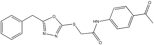 N-(4-acetylphenyl)-2-{[5-(phenylmethyl)-1,3,4-oxadiazol-2-yl]sulfanyl}acetamide 结构式