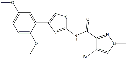 4-bromo-N-[4-(2,5-dimethoxyphenyl)-1,3-thiazol-2-yl]-1-methyl-1H-pyrazole-3-carboxamide 结构式