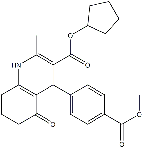 cyclopentyl 2-methyl-4-{4-[(methyloxy)carbonyl]phenyl}-5-oxo-1,4,5,6,7,8-hexahydroquinoline-3-carboxylate 结构式