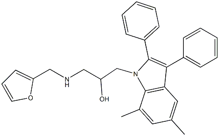 1-(5,7-dimethyl-2,3-diphenyl-1H-indol-1-yl)-3-[(2-furylmethyl)amino]-2-propanol 结构式