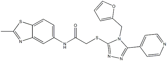 2-{[4-(furan-2-ylmethyl)-5-pyridin-4-yl-4H-1,2,4-triazol-3-yl]sulfanyl}-N-(2-methyl-1,3-benzothiazol-5-yl)acetamide 结构式