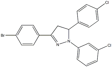 3-(4-bromophenyl)-1-(3-chlorophenyl)-5-(4-chlorophenyl)-4,5-dihydro-1H-pyrazole 结构式