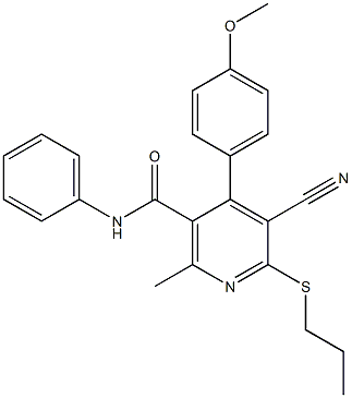 5-cyano-4-(4-methoxyphenyl)-2-methyl-N-phenyl-6-(propylsulfanyl)nicotinamide 结构式