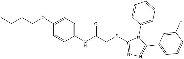 N-(4-butoxyphenyl)-2-{[5-(3-fluorophenyl)-4-phenyl-4H-1,2,4-triazol-3-yl]sulfanyl}acetamide 结构式