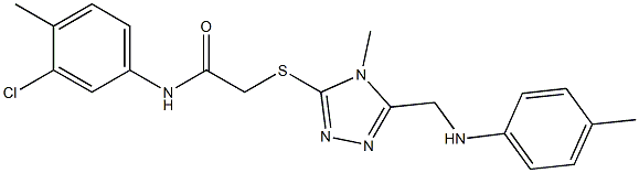N-(3-chloro-4-methylphenyl)-2-[(4-methyl-5-{[(4-methylphenyl)amino]methyl}-4H-1,2,4-triazol-3-yl)sulfanyl]acetamide 结构式