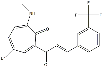 4-bromo-7-(methylamino)-2-{3-[3-(trifluoromethyl)phenyl]acryloyl}-2,4,6-cycloheptatrien-1-one 结构式