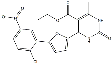 ethyl 4-(5-{2-chloro-5-nitrophenyl}-2-furyl)-6-methyl-2-oxo-1,2,3,4-tetrahydro-5-pyrimidinecarboxylate 结构式