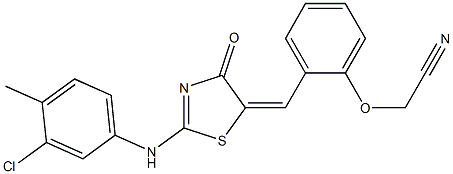 {2-[(2-(3-chloro-4-methylanilino)-4-oxo-1,3-thiazol-5(4H)-ylidene)methyl]phenoxy}acetonitrile 结构式