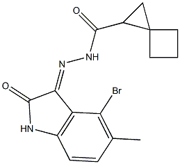 N'-(4-bromo-5-methyl-2-oxo-1,2-dihydro-3H-indol-3-ylidene)spiro[2.3]hexane-1-carbohydrazide 结构式
