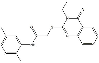 N-(2,5-dimethylphenyl)-2-[(3-ethyl-4-oxo-3,4-dihydro-2-quinazolinyl)sulfanyl]acetamide 结构式