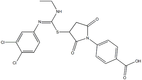 4-(3-{[[(3,4-dichlorophenyl)imino](ethylamino)methyl]sulfanyl}-2,5-dioxo-1-pyrrolidinyl)benzoic acid 结构式