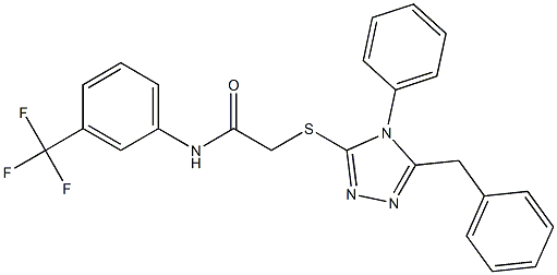 2-[(5-benzyl-4-phenyl-4H-1,2,4-triazol-3-yl)sulfanyl]-N-[3-(trifluoromethyl)phenyl]acetamide 结构式