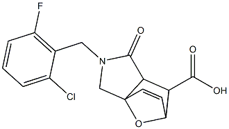3-(2-chloro-6-fluorobenzyl)-4-oxo-10-oxa-3-azatricyclo[5.2.1.0~1,5~]dec-8-ene-6-carboxylic acid 结构式