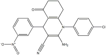 2-amino-1-(4-chlorophenyl)-4-{3-nitrophenyl}-5-oxo-1,4,5,6,7,8-hexahydroquinoline-3-carbonitrile 结构式