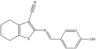 2-[(4-hydroxybenzylidene)amino]-4,5,6,7-tetrahydro-1-benzothiophene-3-carbonitrile 结构式