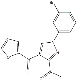 1-[1-(3-bromophenyl)-4-(2-furoyl)-1H-pyrazol-3-yl]ethanone 结构式