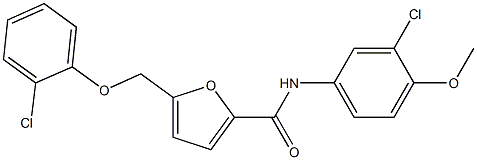 N-(3-chloro-4-methoxyphenyl)-5-[(2-chlorophenoxy)methyl]-2-furamide 结构式