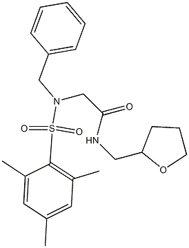 2-[benzyl(mesitylsulfonyl)amino]-N-(tetrahydro-2-furanylmethyl)acetamide 结构式