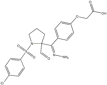 {4-[2-({1-[(4-chlorophenyl)sulfonyl]-2-pyrrolidinyl}carbonyl)carbohydrazonoyl]phenoxy}acetic acid 结构式