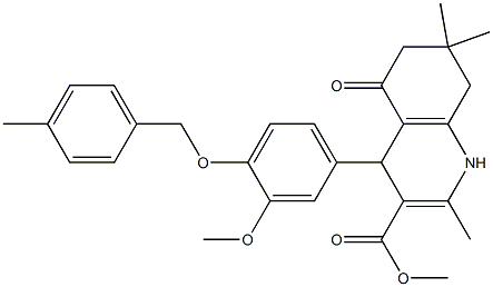 methyl 4-{3-methoxy-4-[(4-methylbenzyl)oxy]phenyl}-2,7,7-trimethyl-5-oxo-1,4,5,6,7,8-hexahydro-3-quinolinecarboxylate 结构式